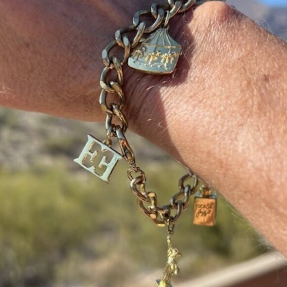 ESCADA Parfums Joyful Gold-Plated Charm Bracelet w 6 Charms - Picture 5 of 7